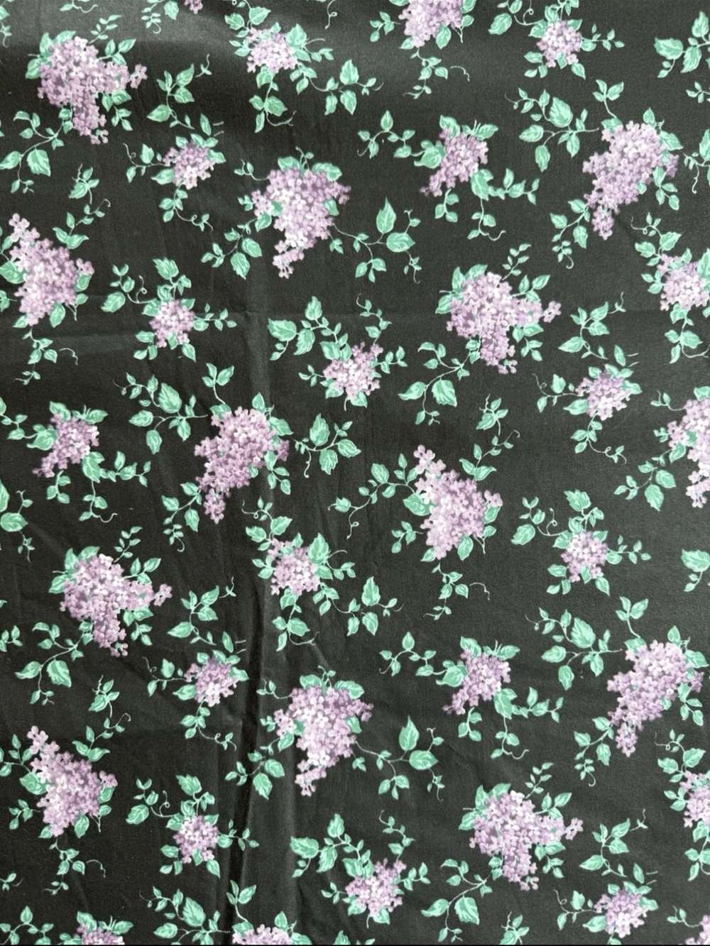 VTG Joan Kessler Concord Fabrics Black Purple Floral Chintz Fabric 1yd + 10"L